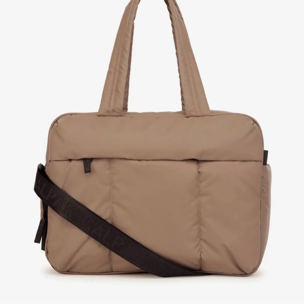 Calpak Tan Travel Bag Quilted Nylon Weekender
